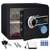 KESSER® Elektr. Tresor mit Fingerabdruck | 34x25x28cm | Inkl. Batteriebox | Elektronischer Safe 3x Doppelbolzenverriegelung | Boden Wandtresor | Möbeltresor | beleuchtung | Panzerschrank Z