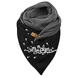 MJGkhiy Deckenschal Damen Warm Eleganter Dreiecksschal Warm Damenschal Scarf Grau mit Knöpfen Gestrickte Schals Geschenk Winter Übergang