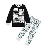 Suyaluoi Jungen Coole 3D Gamepad Baumwolle Pyjamas Kinder Spielen Fantastisches Cartoon-Spiel Flugzeug Fußball Mädchen Pjs Nightswear Schlafanzüge Für 6-12 Jahre (Grey, 6 Jahre)