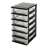 Iris Ohyama, Schubladenschrank auf Rollen, 6 Schubladen mit 7 L, mit Rollen, ergonomische Griffe, Büro, Garage, Wohnzimmer - Smart Drawer Chest SDC-360 - Schw