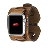 Echtes Leder Armband kompatibel mit Apple Watch Serie 7, SE, 6-1 handgefertigtes Lederarmband 42-44-45mm und 38-40-41mm für Männer Frauen(42-44-45mm Schwarz Connector, Hellbraun Armband)