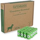 Hafenbande Hundekotbeutel kompostierbar 300 Stk. biologisch abbaubare Kotbeutel für Hunde in handlicher Standardgröße für übliche Spender (auslaufsicher, blickdicht, reißfest, sowie mit Frischeduft)