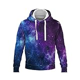 YDyun Herren mit Pullover mit Kapuze Sweat Hood 3D gedruckte Sternenhimmel S