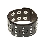 Bonarty Mode Männer Schmuck Leder Breiter Gürtel Armband Johnny Depp Style Punk Wrist Band - Schw