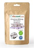 Chromium Picolinate 600mcg PRO TABLETTE - 1000 Tabletten - OHNE MAGNESIUMSTEARAT - MADE IN GERMANY - ALLERHÖCHSTE DOSIERUNG