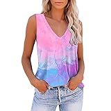 Finetyu Damen Ärmellose Tops Sommer Basic Tanktop Drucken Ärmellose Yoga Shirts Tops Loose Fit Athletic Shirts Hemd Tunika Loose Fit Tank Top