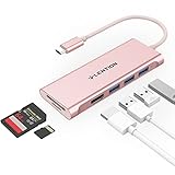 LENTION USB C Hub mit 4K HDMI, 3 USB 3.0, SD 3.0 Kartenleser kompatibel 2020–2016 MacBook Pro 13/15/16, New iPad Pro/Mac Air/Surface, Chromebook, mehr, Multi-Port Dongle Adapter (CB-C34, Roség