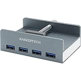 KAISERTECH Premium USB C HUB Space Grau - 50mm - 4 Port - 50cm - zum Verschrauben, aus Aluminium, HDMI 4K, USB 3.0, SD & microSD Kartenleser iMac, Monitore, Tisch Ob