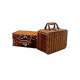 MUY Die Neue braune Rattan Aufbewahrungsbox mit Mehreren Spezifikationen Eisenkorbverstärkung Retro Koffer Hochzeit Kinder Trümmeraufbewahrungsbox