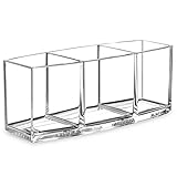 Fächern Becher für Schminke Durchsichtig Makeup-Pinsel Becher Schminkpinsel Aufbewahrungsbox Mit 3 FäCher Badezimmer Durchsichtig Organizer mit 3 Fächern Durchsichtig Schminke Aufbewahrung 3 F