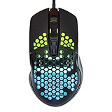 DIERYA Falcon Gaming Maus Optischer Sensor mit 16000 DPI,Superleichte kabelgebundene RGB Gaming Mouse,7 Tasten programmierbarer Treiber (Schwarz)