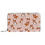 Funny Corgi Hund mit Meerjungfrau Sternen Leder Flap Geldbörse Herren Damen Geldbörse Reißverschluss rund Clutch Damen Reise Münzgeldbörse, Mehrfarbig 18, 20.5x2.5x11.5cm/8.07x1x4.53 in,