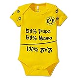 Borussia Dortmund Unisex Baby Bvb-babybody '100% Bvb' Babybody, Schwarz/gelb, 74 80 EU