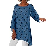 Xmiral Bluse Damen Punkt Drucken Tops Unregelmäßig Lange Ärmel Hemd Slim Fit Outdoor Sweatshirts Sweatshirts T-Shirt Pullover(Blau,XL)