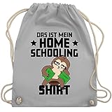 Statement Sprüche Kinder - Das ist mein Homeschooling Shirt - Faultier - Unisize - Hellgrau - Faultier - WM110 - Turnbeutel und Stoffbeutel aus Baumw