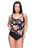 Octopus Neckholder Damen Tankini Set mit Hotpants 2tlg. Badeanzug f5465 Farbe: G(1448)+S9(sw) Tankini Schwarz/Apricot, Slip (sw), Gr. 44