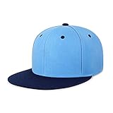 CHOK.LIDS Flat Bill Visor Classic Snapback Hat Blank Adjustable Brim High Top End Trendy Color Style Plain Tone Baseball Cap, Sky/Navy, Einheitsgröß