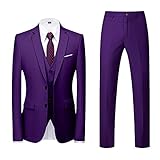 AWDX Herren Anzug Einfarbig, 16 Farben, 3-Teilig oder 2-Teilig Modisch Normaler Schnitt Slim Fit Anzüge Herrenanzug Sakko Hose Weste f. Hochzeit Business Party Weihnachts Kostüm Festliche Suits M