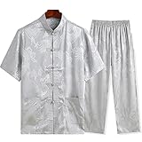 Traditioneller chinesischer Herrenanzug aus Satin, langärmelig, Übergröße, 4XL, B Grau, M