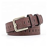 YUMYSANG Damen gürtel Damen Wide Gürtel Weibliche Silberin Pin Schnalle Strap Gürtel Für Frauen Jeans Bund Hohlkörper Aushöhlen Gürtel Dekor (Belt Length : 103cm, Color : Coffee)