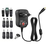 EasyULT Portable Netzteil, 12W Universal AC/DC Adapter Schaltnetzteil mit 9pcs Verschiedene Adapterköpfe, enthält Mini & Micro USB Stecker, für 3V-12V Haushaltselektronik(1000mA Max)