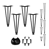 Relaxdays Hairpin Legs, 4er Set, 3 Streben, Metall, Haarnadel Tischbein für Hocker, Tisch & Schrank, 30 cm hoch, schw