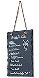 levandeo Wandbild Schiefer 15x20cm Schild Liebe Schieferplatte Sprüche Deko Tafel Dekobild Hochzeit Geschenk Liebesrezep