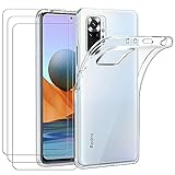 ivoler Hülle für Xiaomi Redmi Note 10 Pro, mit 3 Stück Panzerglas Schutzfolie, Dünne Weiche TPU Silikon Transparent Stoßfest Schutzhülle Durchsichtige Handyhülle Kratzfest C