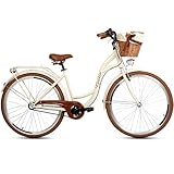 Goetze Style Vintage Retro Citybike Damenfahrrad Hollandrad, 28 Zoll Alu Räder, 3 Gang Shimano Nexus, Tiefeinsteiger, Rücktrittbremsen, Korb mit Polsterung Gratis!