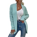 LYAZFC Damen Herbst/Winter Einfarbig Stricksaum Geschwungene Tasche Mehrfarbige Pulloverjack