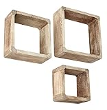 ts-ideen 3er Set Lounge Cube Regal Landhaus Stil Wandregal Hängeregal Massivholz in Hellb