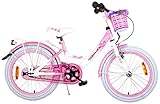 Volare Kinderfahrrad Mädchenfahrrad Rose 18 Zoll Rosa/Weiß | Rücktrittbremse Korb Gepäckträg