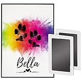 memoryPRINTS NEUERSCHEINUNG Pfotenabdruck Set inkl. Kunstdruck-Poster | individuell personalisiert | Hund und Katze | Tintenfreie Pfoten | Geschenk Haustier Besitzer … (Color Splash, 21x15 cm)