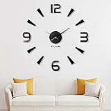 LAGETO - DIY 3D Wanduhr zum aufkleben - 100 cm Wallclock zur Eigenmontage, selbstklebend - extra starker Halt - XXL Clock modern für Wohnzimmer - mit Wasserwaage, Messlatte, Reinigung