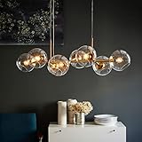 Modern LED Pendelleuchte Esstisch Hängelampe, 8-lampe Glasschatten E27 Kronleuchter, Esstisch Hängelampe, for Farbaum, Schlafzimmer, Kücheninsel, Büro, Hotel (Color : Gold)