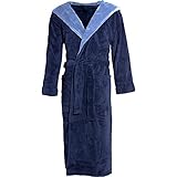 CelinaTex Texas Bademantel Kapuze L dunkel blau mittel blau Mikrofaser Damen Herren Morgenmantel Coral Fleece M