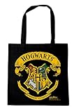 Logoshirt® Harry Potter Baumwolltasche I Hogwarts-Logo Stofftasche I Stoffbeutel bedruckt schwarz I Jutebeutel 100% Baumwolle I Stoffbeutel mit langen Tragegriffen I lizenziertes Desig