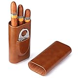 Hochwertige 3-Finger-Humidore aus braunem Leder mit Zedernholz ausgekleideter Zigarrenhumidor Silberner Zig