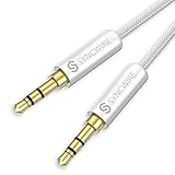 Syncwire Aux Kabel 3.5mm Audio Kabel - 2M Klinkenkabel Nylon für Kopfhörer, Apple iPhone iPod iPad, Echo Dot, Heim/KFZ Stereoanlagen, Smartphones, MP3 Player und Mehr - Silb