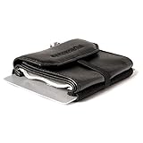 Space Products ® Mini Geldbörse für Frauen & Männer I Sehr kleines Echtleder Wallet/Portemonnaie mit Münzfach I 15 Karten + Geldscheine + Münzen I Space Wallet Pull Night G