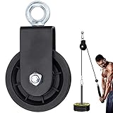 Winfred Umlenkrolle, Seilrolle mit U Haltebügel, Block Flaschenzug 360 °Drahtseilrolle Nylon Riemenscheibe für Seile DIY Fitnessgeräte Kabelmaschine (80kg, Ø 91mm)