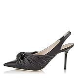 Damen Pumps Sandalen Slingback Spitze High Heels Schuhe Stöckelschuhe Schnalle Party Schwarz Arbeit Brautschuhe Größe 35-46,Schwarz,EU 35/ UK 3