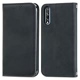 Hülle für Huawei Y8p 6.3inch Leder PU Handyhülle Flip Case Wallet Lederhülle Klapphülle Klappbar Silikon Bumper Schutzhülle für Huawei Y8p - JESD250707 Schw