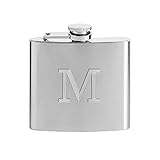 AMAVEL Flachmann aus Edelstahl mit Gravur Personalisiert mit Initial, Geburtstagsgeschenke, Füllmenge ca. 150