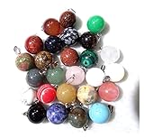 UMHUAOOL Kristalle heilsteine Großhandel Naturstein Quarz Kristall Tiger Eye Opalite Mix Onyx Charms Ball Anhänger für Halskette 12pc Dekoration (Metal Color : As The Picture Shows)