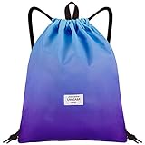 LIVACASA Turnbeutel Hipster Sportbeutel Wasserabweisend Gym Beutel Damen Mit Innentasche Schlüsselbund Mädchen Gym Bag Gefüttert Herren Tüte Rucksack Kinder Mit Außentasche Gymsack Blau-L