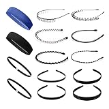 Haarband Herren Haarreif 14Pcs Haarreifen Männer Haarband Welle Multi-Style Metall Haarband Unisex Wavy Hairband Flexible Zigzag Hairband Sporthaarband H