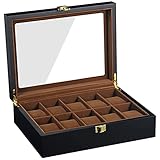 Uhrenbox Uhren Schmuck Box Schmuckkasten: Holz Travel Uhr Uhrenkasten Aufbewahrungsbox für Watch - Schwarz Herren Jewellery Aufbewahrung Uhrenschatulle Organizer Holder - 10 Grids Samt U