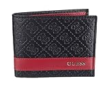 GUESS Herren-Geldbörse aus Leder, schmal, schwarz/red, Einheitsgröß