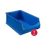 aidB Sichtlagerbox, stabile Stapelbox aus Kunststoff, Lagerbox, ideal für Kleinteile (5.0-500x300x200, rot, blau, gelb, grau) (Blau)